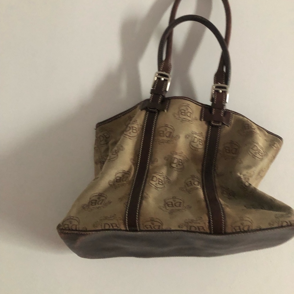 Dooney & Bourke Tan and Dark Brown Signature Logo Tote